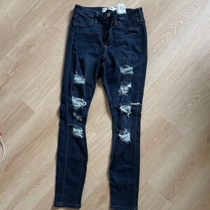 Hollister Dark Indigo Distressed Skinny Jeans